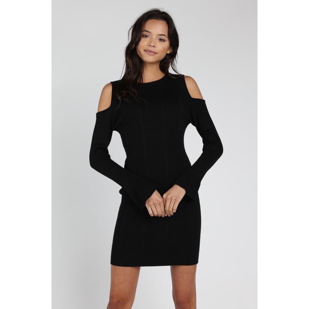 Black Ribbed Knit Dress